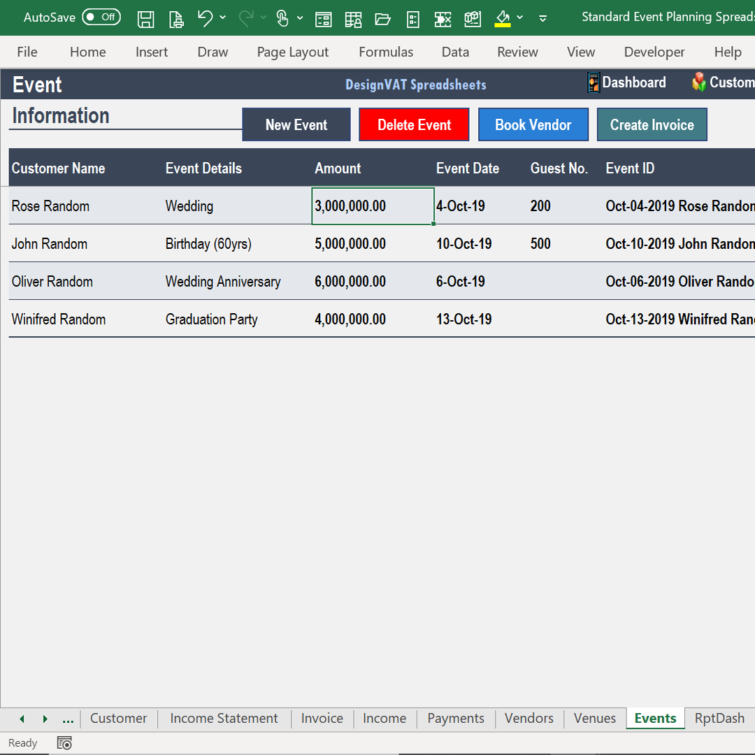 DesignVAT Excel Inventory Tracking Spreadsheet