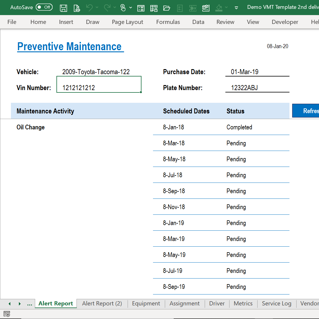 DesignVAT Excel Inventory Tracking Spreadsheet