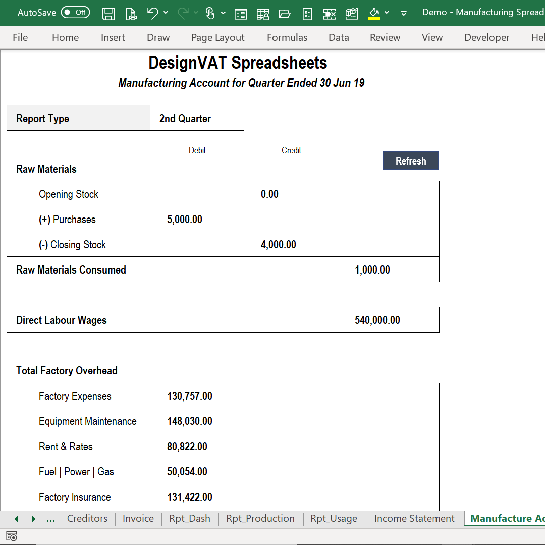 DesignVAT Excel Inventory Tracking Spreadsheet