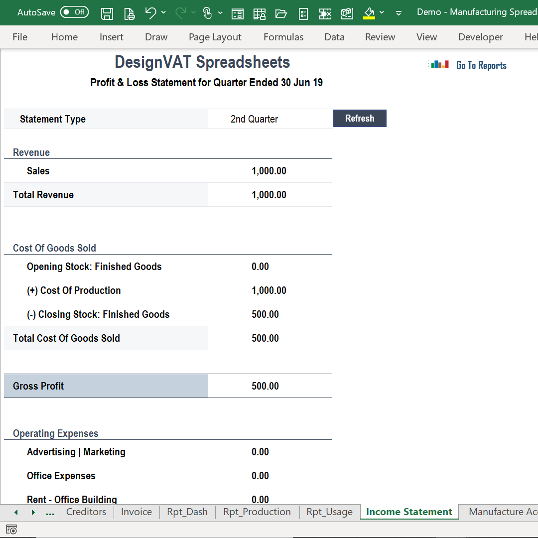 DesignVAT Excel Inventory Tracking Spreadsheet