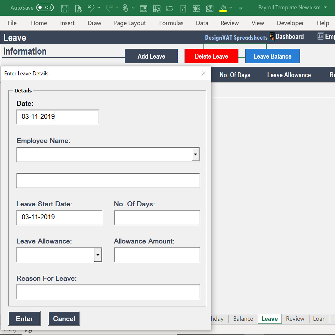 DesignVAT Excel Inventory Tracking Spreadsheet