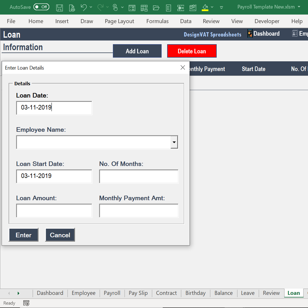 DesignVAT Excel Inventory Tracking Spreadsheet