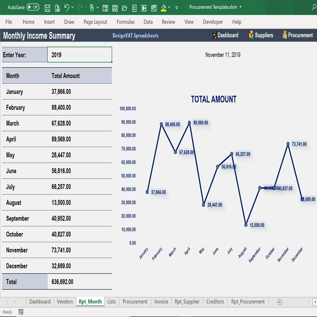 DesignVAT Excel Inventory Tracking Spreadsheet